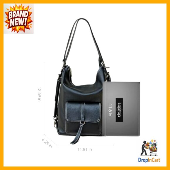 Genuine Leather Backpack Purse Large Capacity Anti-Theft Travel Convertible